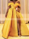 Ball Gown Off-the-shoulder Satin Floor-length Prom Dresses With Split Front #Favs020115547
