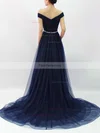 Ball Gown Off-the-shoulder Tulle Sweep Train Beading Prom Dresses #Favs020102612