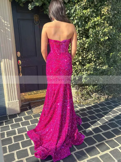 Trumpet/Mermaid Sweetheart Sequined Sweep Train Prom Dresses #Favs020115573
