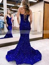 Trumpet/Mermaid V-neck Sequined Sweep Train Prom Dresses #Favs020115575