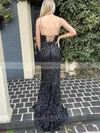 Sheath/Column V-neck Sequined Sweep Train Prom Dresses With Split Front #Favs020115593