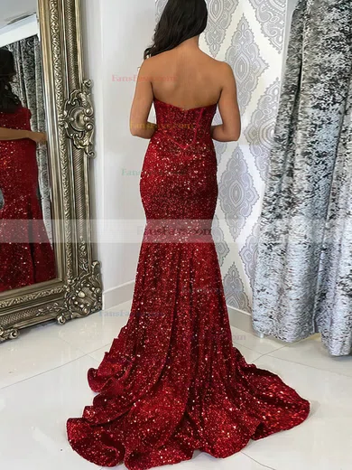 Trumpet/Mermaid Sweetheart Sequined Sweep Train Prom Dresses #Favs020115620