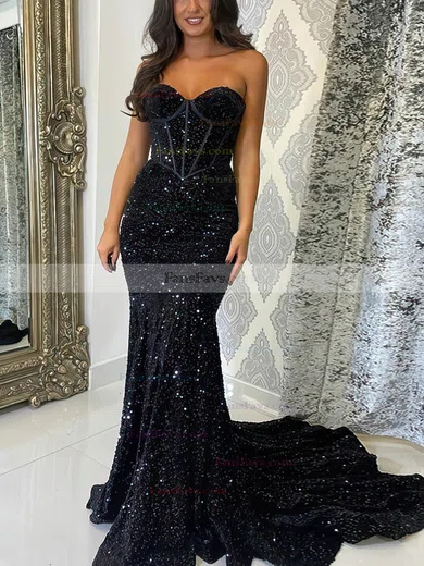 Trumpet/Mermaid Sweetheart Sequined Sweep Train Prom Dresses #Favs020115620