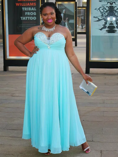 A-line Chiffon Ankle-length Beading prom dress #Favs020105965