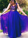 A-line V-neck Chiffon Floor-length Lace prom dress #Favs020105966