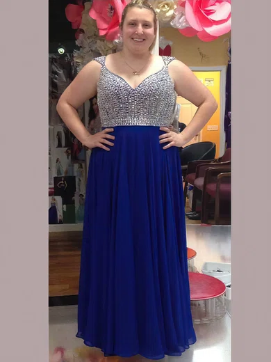 A-line Sweetheart Chiffon Floor-length Beading prom dress #Favs020105974