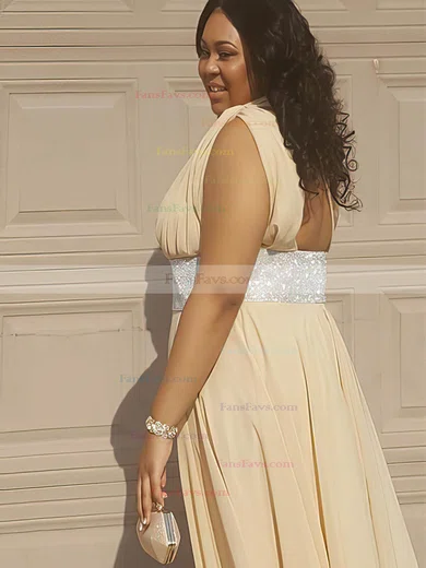 A-line One Shoulder Chiffon Floor-length Sashes / Ribbons prom dress #Favs020105977