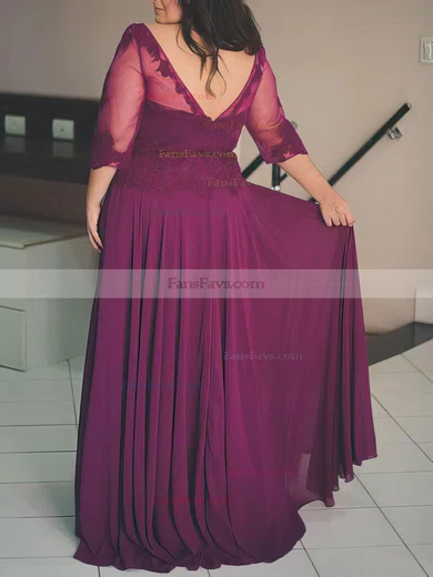 A-line Scoop Neck Chiffon Floor-length Beading prom dress #Favs020105997