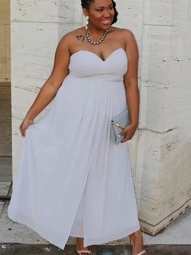 A-line Sweetheart Chiffon Ankle-length Ruffles prom dress #Favs020106017