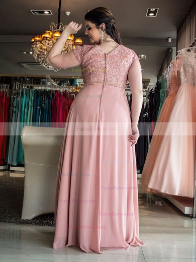A-line Scoop Neck Chiffon Floor-length Appliques Lace prom dress #Favs020106023