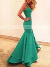 Trumpet/Mermaid V-neck Silk-like Satin Asymmetrical Prom Dresses #Favs020102466