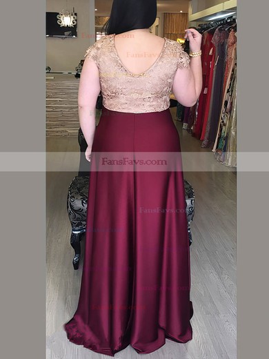 A-line V-neck Silk-like Satin Floor-length Beading prom dress #Favs020106024