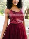 A-line V-neck Tulle Sequined Floor-length Prom Dresses #Favs020106038