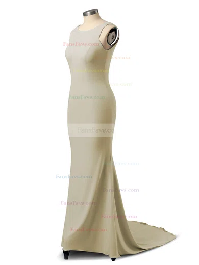 Trumpet/Mermaid Scoop Neck Jersey Sweep Train Prom Dresses #Favs020106042