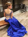 Princess V-neck Satin Sweep Train Beading Prom Dresses #Favs020106052