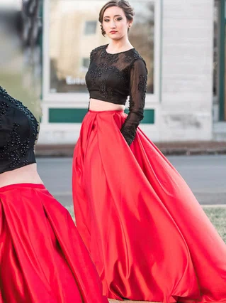 Ball Gown Scoop Neck Satin Tulle Sweep Train Lace Prom Dresses #Favs020106053 Ball Gown Scoop Neck Satin Tulle Sweep Train Lace Prom Dresses #Favs020106053