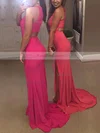 Sheath/Column Halter Jersey Floor-length Split Front Prom Dresses #Favs020106060