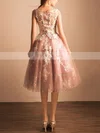 Ball Gown Scoop Neck Tulle Tea-length Appliques Lace Prom Dresses #Favs020103045