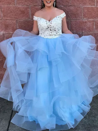 Princess Off-the-shoulder Organza Floor-length Appliques Lace Prom Dresses #Favs020106069 Princess Off-the-shoulder Organza Floor-length Appliques Lace Prom Dresses #Favs020106069