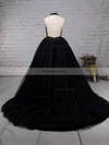 Ball Gown High Neck Tulle Sweep Train Ruffles Prom Dresses #Favs020103088