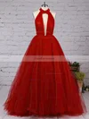 Ball Gown High Neck Tulle Sweep Train Ruffles Prom Dresses #Favs020103088