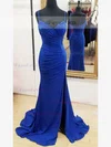 Sheath/Column V-neck Jersey Sweep Train Ruffles Prom Dresses #Favs020106089
