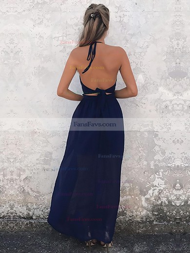 A-line Halter Chiffon Ankle-length Split Front Prom Dresses #Favs020106104