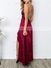 Sheath/Column V-neck Sequined Silk-like Satin Ankle-length Split Front Prom Dresses #Favs020106105