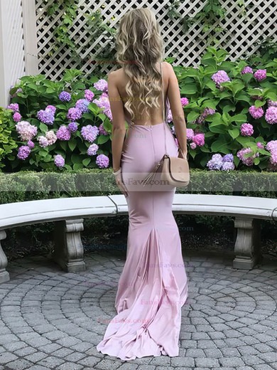 Trumpet/Mermaid Halter Jersey Sweep Train Sashes / Ribbons Prom Dresses #Favs020106109