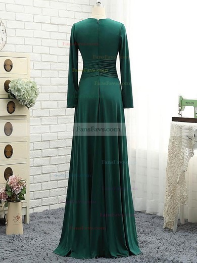 A-line Scoop Neck Jersey Floor-length Ruffles Prom Dresses #Favs020106111