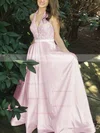 Princess Halter Satin Sweep Train Appliques Lace Prom Dresses #Favs020105085