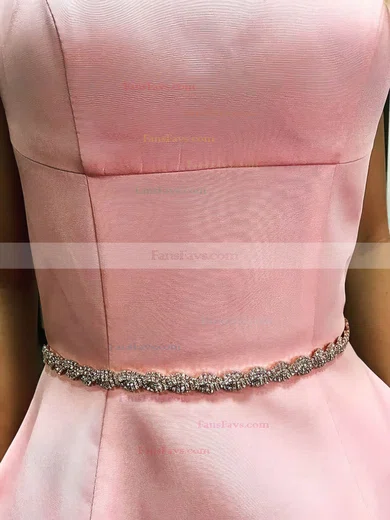 Sheath/Column Scoop Neck Satin Short/Mini Short Prom Dresses With Pockets #Favs020020111763