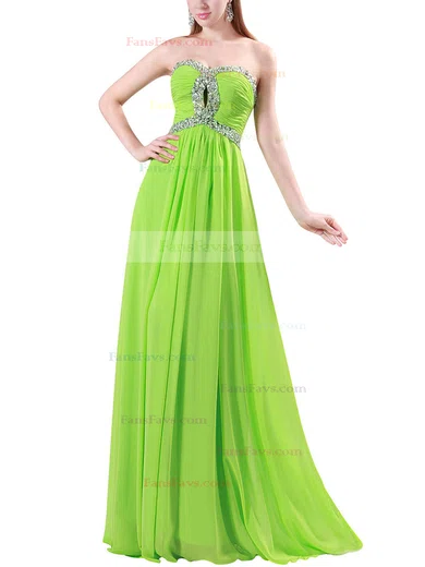 A-line Sweetheart Chiffon Floor-length Beading Prom Dresses #Favs020104464