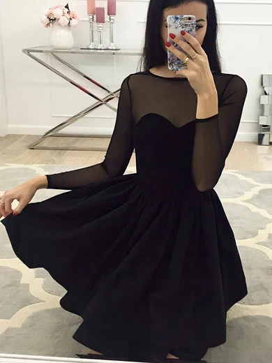 A-line Scoop Neck Stretch Crepe Short/Mini Short Prom Dresses #Favs020020111775