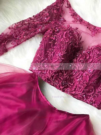 A-line Scoop Neck Tulle Short/Mini Beading Short Prom Dresses #Favs020020109403