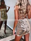 Sheath/Column Scoop Neck Sequined Short/Mini Short Prom Dresses #Favs020020110183