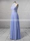 A-line Scoop Neck Chiffon Floor-length Lace Prom Dresses #Favs020104856