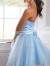 A-line Strapless Satin Tulle Short/Mini Short Prom Dresses #Favs020020110190