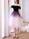 A-line Off-the-shoulder Tulle Tea-length Short Prom Dresses #Favs020020111051