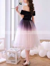 A-line Off-the-shoulder Tulle Tea-length Short Prom Dresses #Favs020020111051