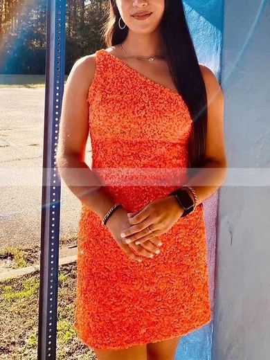 Sheath/Column One Shoulder Sequined Short/Mini Short Prom Dresses #Favs020020110193