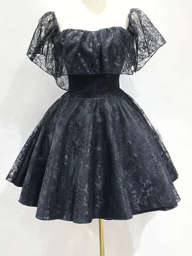 A-line Square Neckline Lace Knee-length Short Prom Dresses #Favs020020111792