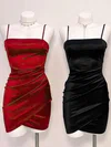 Sheath/Column Square Neckline Silk-like Satin Short/Mini Short Prom Dresses With Split Front #Favs020020111054