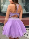 A-line Scoop Neck Chiffon Short/Mini Beading Short Prom Dresses #Favs020020109421