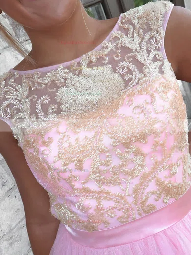 A-line Scoop Neck Tulle Short/Mini Short Prom Dresses With Lace #Favs020020111797