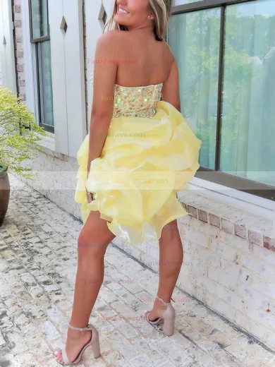 A-line Sweetheart Organza Short/Mini Short Prom Dresses With Sequins #Favs020020111798