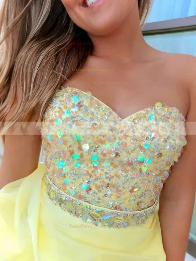 A-line Sweetheart Organza Short/Mini Short Prom Dresses With Sequins #Favs020020111798