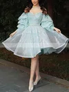 A-line Off-the-shoulder Organza Knee-length Short Prom Dresses With Sashes / Ribbons #Favs020020111060
