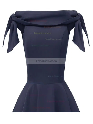 A-line Off-the-shoulder Satin Knee-length Short Prom Dresses #Favs020020110202