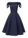 A-line Off-the-shoulder Satin Knee-length Short Prom Dresses #Favs020020110202